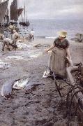 Anders Zorn Fiskmarknad i St Ives oil on canvas